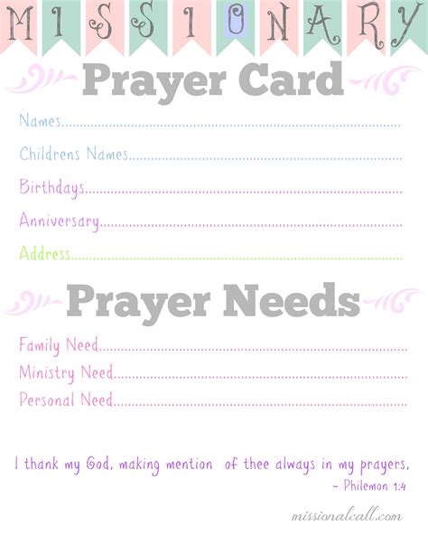 Prayer Cards Template